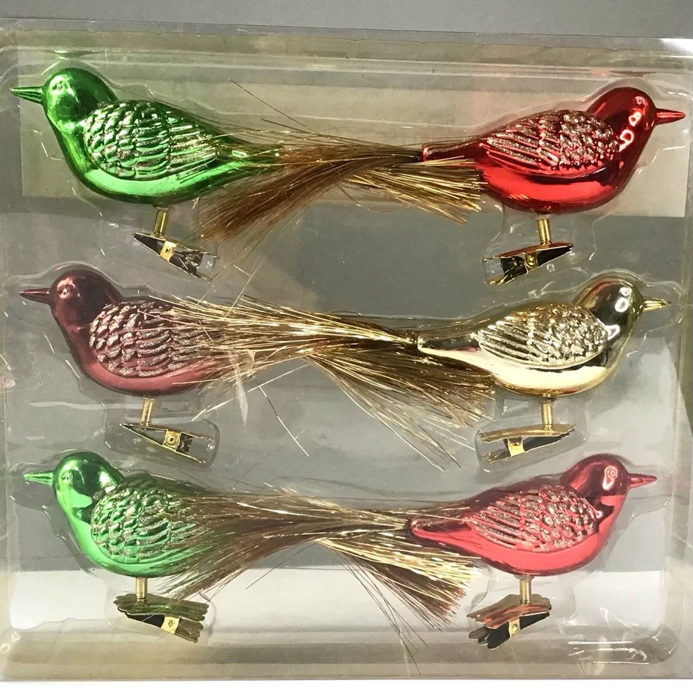 Martha Stewart Living Bird Ornaments Clip-On Shatter-Resistant Multi-Color 6Pcs